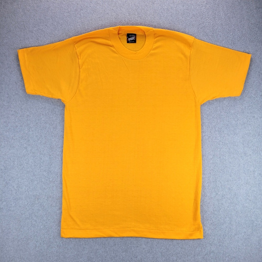 Screen Stars T-Shirt Mens Large Gold Yellow Vintage 80s Single Stitch Blank USA